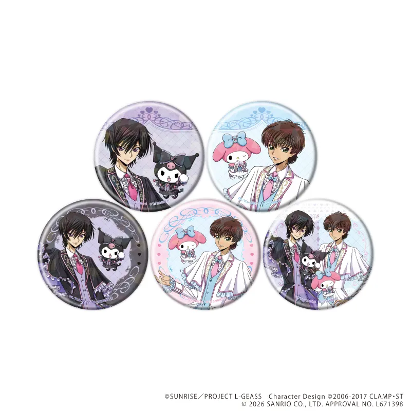ホログラム缶バッジ(57mm)「コードギアス×サンリオキャラクターズ」01/ブラインド(全5種)(コラボイラスト)