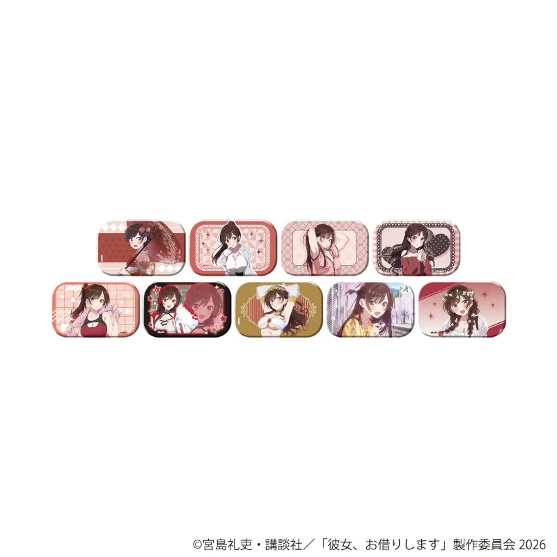 スクエア缶バッジ「TVアニメ『彼女、お借りします』」01/水原千鶴セット ブラインド(全9種)(公式&描き下ろしイラスト)