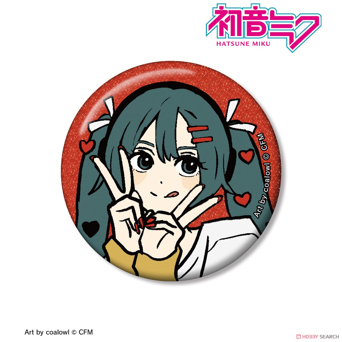 描き下ろし 初音ミク ハートver. Art by coalowl グリッター缶バッジ ver.A 2