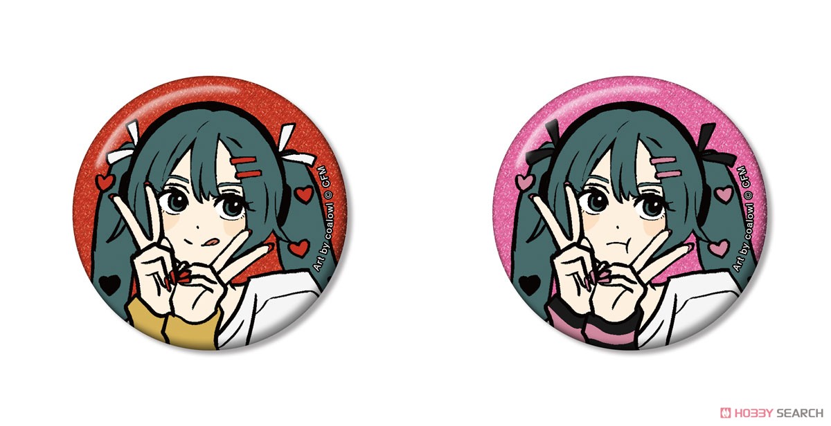 描き下ろし 初音ミク ハートver. Art by coalowl グリッター缶バッジ ver.A 3