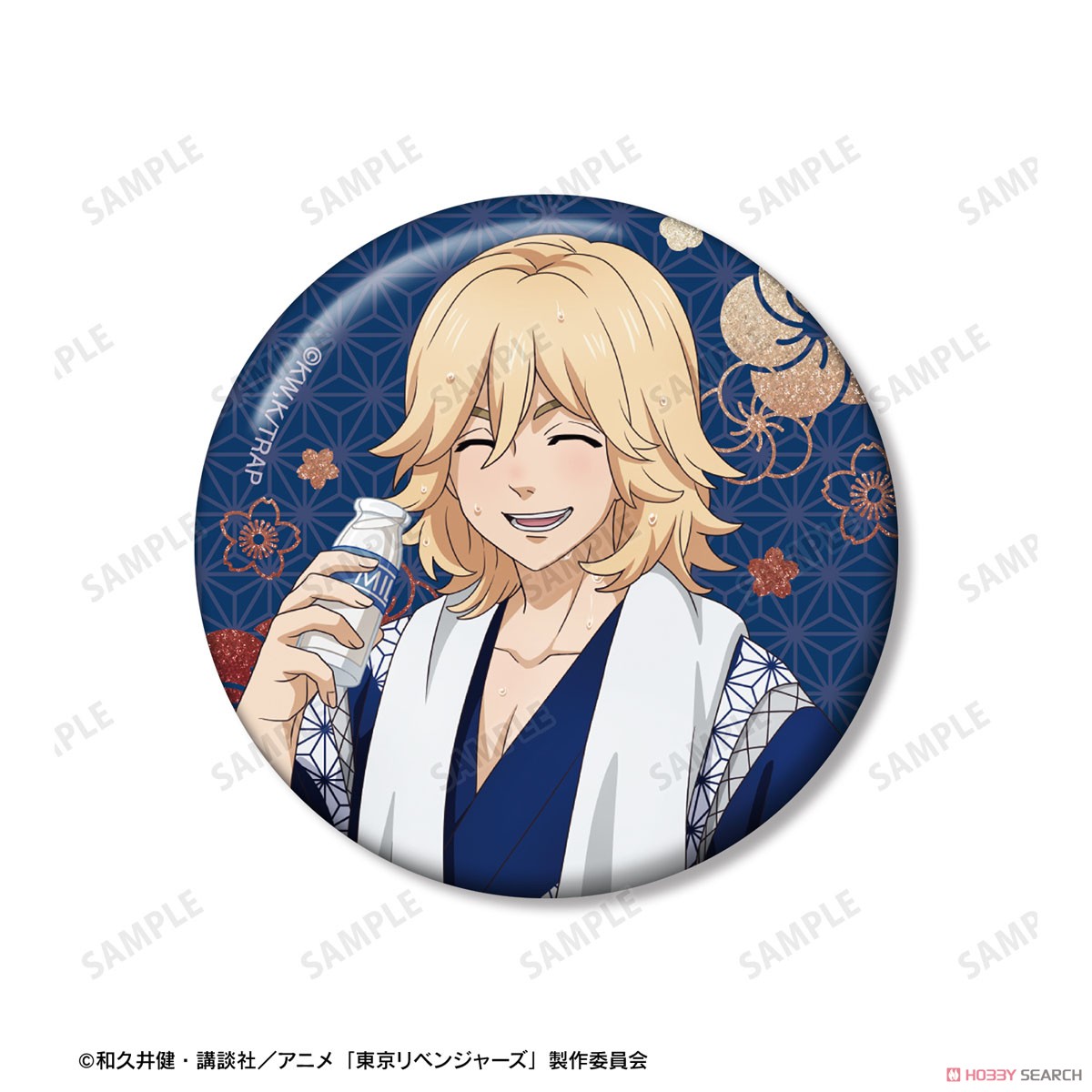 描き下ろし 佐野 万次郎 温泉浴衣ver. グリッター缶バッジ2個セット 4
