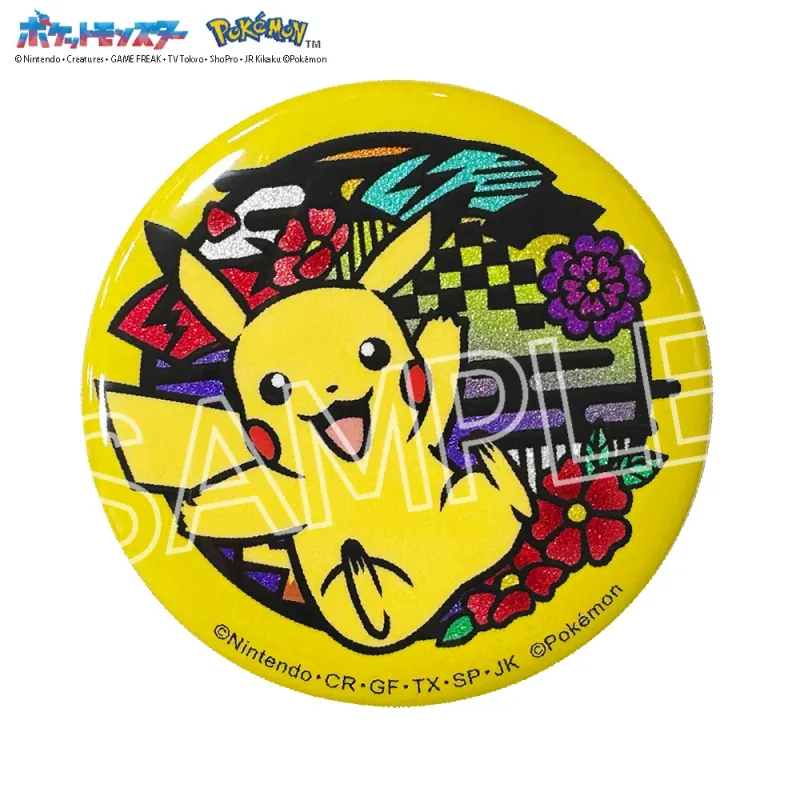 切り絵シリーズ　キラキラ缶バッジ　ピカチュウ