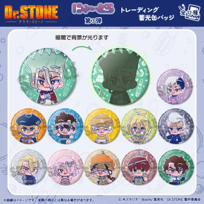 「Dr.STONE」 にゅ〜とろ 第三弾 トレーディン蓄光缶バッジ