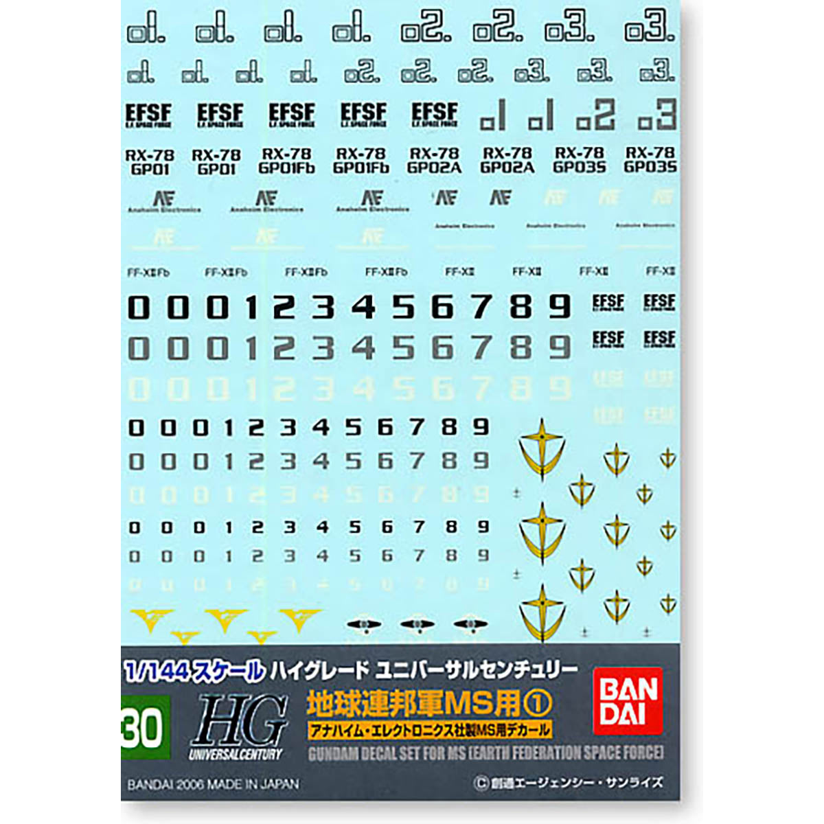ガンダムデカールNo.30 HGUC 汎用-地球連邦①