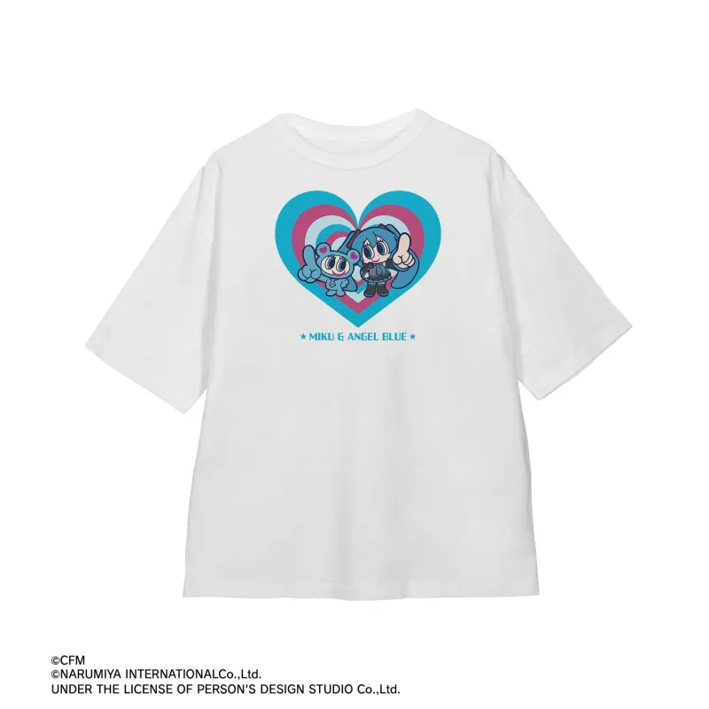 ANGEL BLUEコラボ 描き起こし 初音ミク&ナカムラくん BIGシルエットTシャツユニセックス(サイズ/XL)