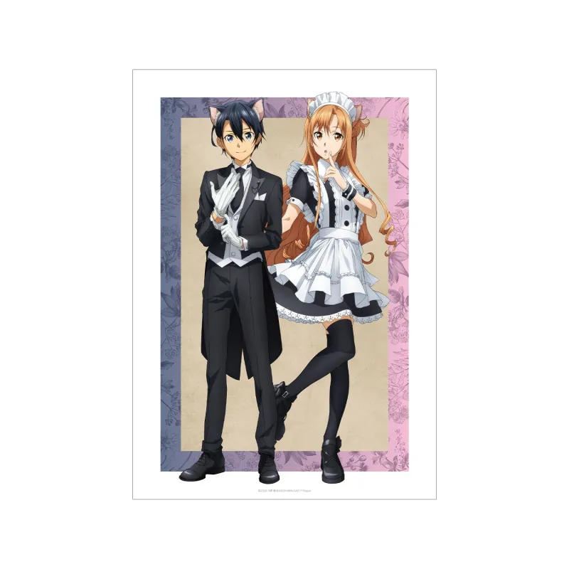 描き下ろし キリト&アスナ 猫耳執事・メイドver. A3マット加工ポスター