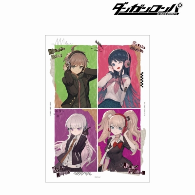 lackさんイラスト 苗木 誠&舞園 さやか&霧切 響子&江ノ島 盾子 ヘッドフォンver. A3マット加工ポスター 2
