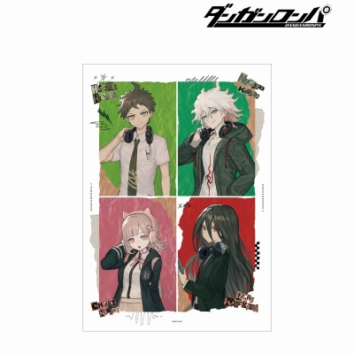 lackさんイラスト 日向 創&狛枝 凪斗&七海 千秋&カムクラ イズル ヘッドフォンver. A3マット加工ポスター 2
