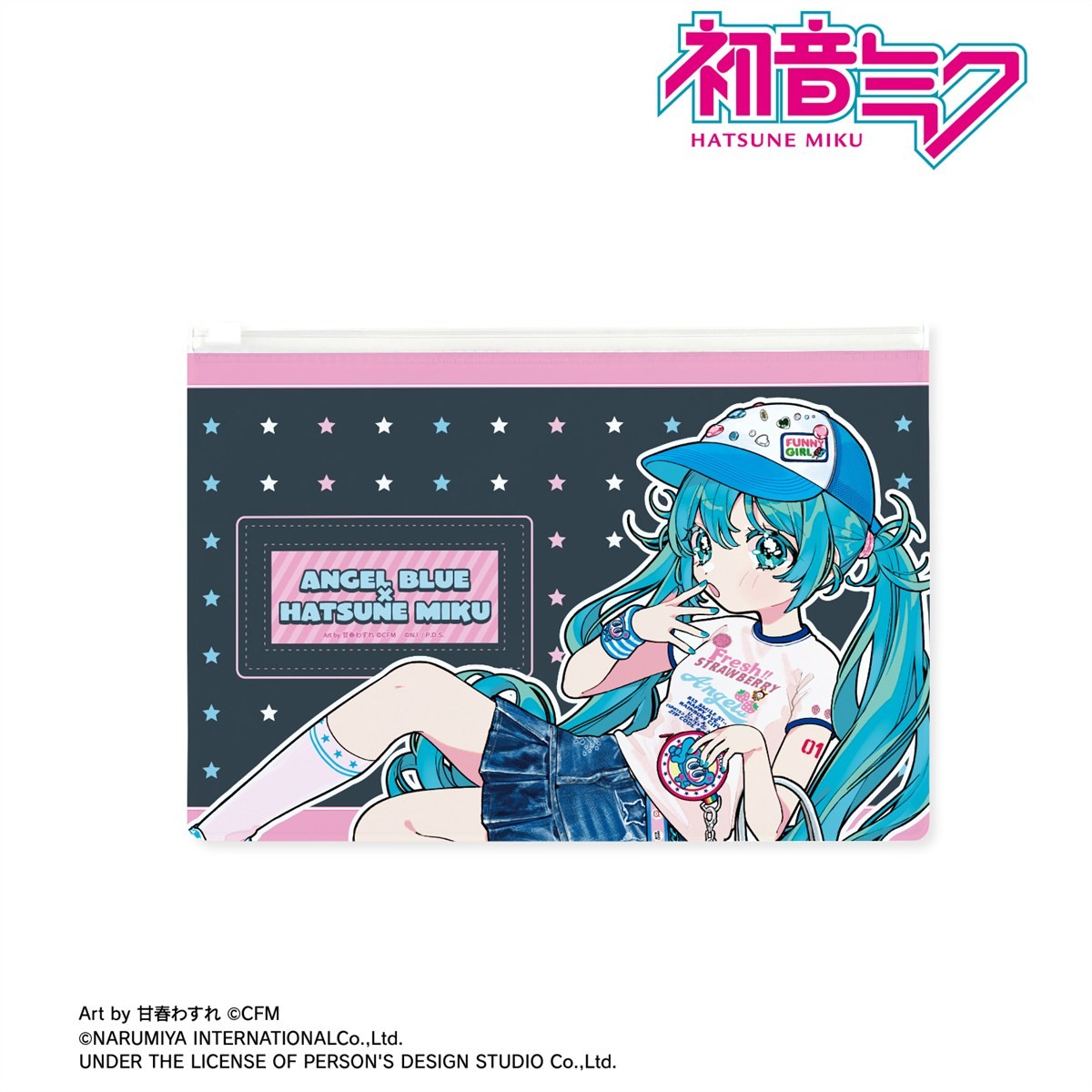 ANGEL BLUEコラボ 描き下ろし 初音ミク Art by 甘春わすれ ビニールフラットポーチ ver.A 3