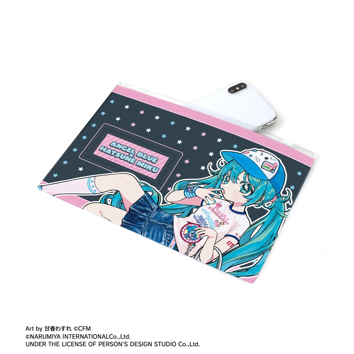ANGEL BLUEコラボ 描き下ろし 初音ミク Art by 甘春わすれ ビニールフラットポーチ ver.A 5