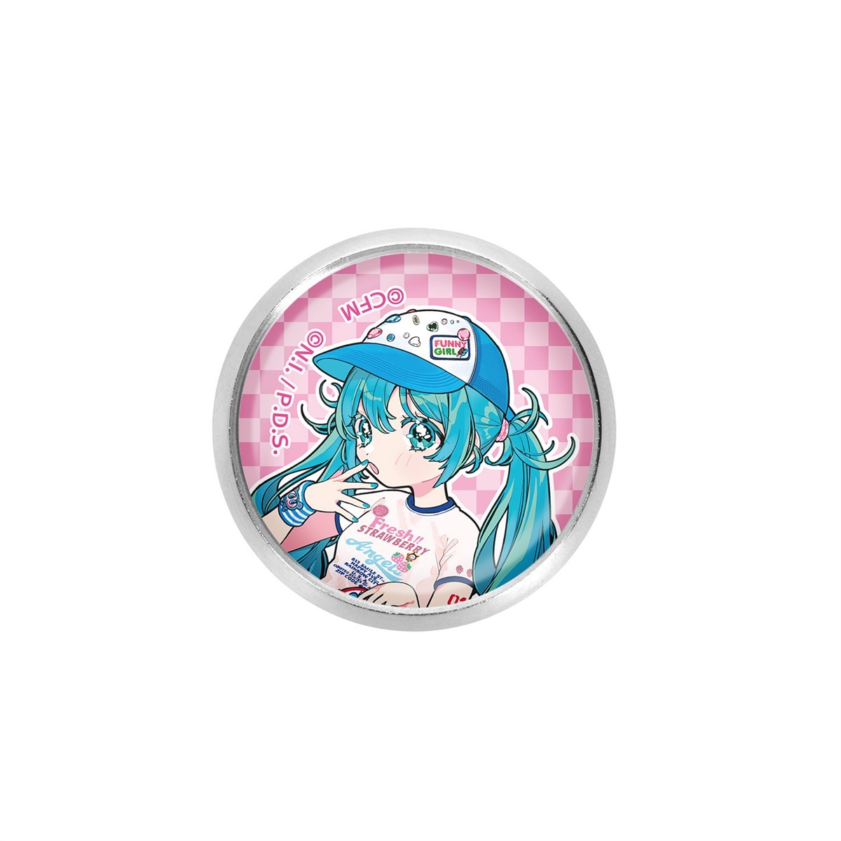 ANGEL BLUEコラボ 描き下ろし 初音ミク Art by 甘春わすれ ガラスマグネットピンバッジ ver.A 2