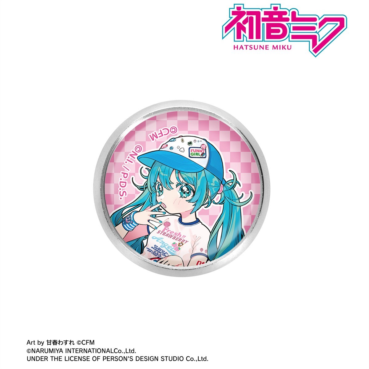 ANGEL BLUEコラボ 描き下ろし 初音ミク Art by 甘春わすれ ガラスマグネットピンバッジ ver.A 3
