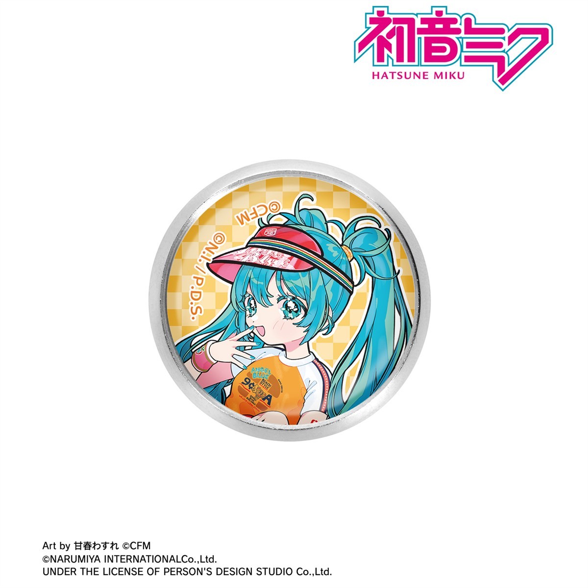 ANGEL BLUEコラボ 描き下ろし 初音ミク Art by 甘春わすれ ガラスマグネットピンバッジ ver.B 3
