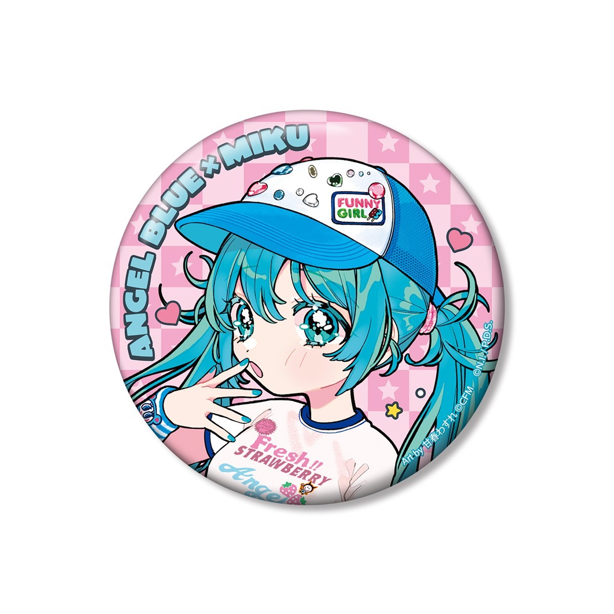 ANGEL BLUEコラボ 描き下ろし 初音ミク Art by 甘春わすれ 100mm缶バッジ ver.A 2