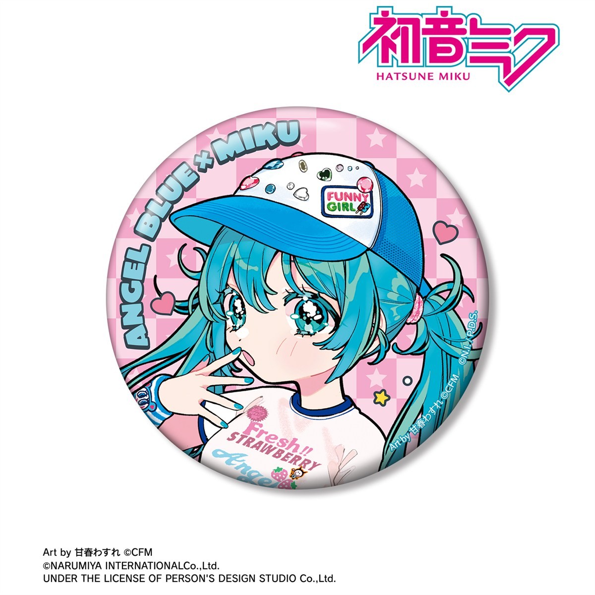 ANGEL BLUEコラボ 描き下ろし 初音ミク Art by 甘春わすれ 100mm缶バッジ ver.A 3