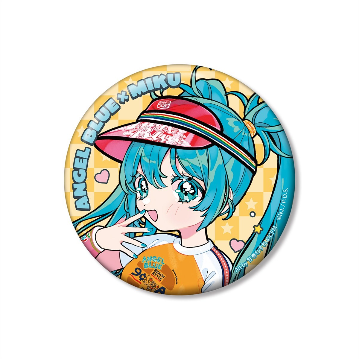 ANGEL BLUEコラボ 描き下ろし 初音ミク Art by 甘春わすれ 100mm缶バッジ ver.B 2