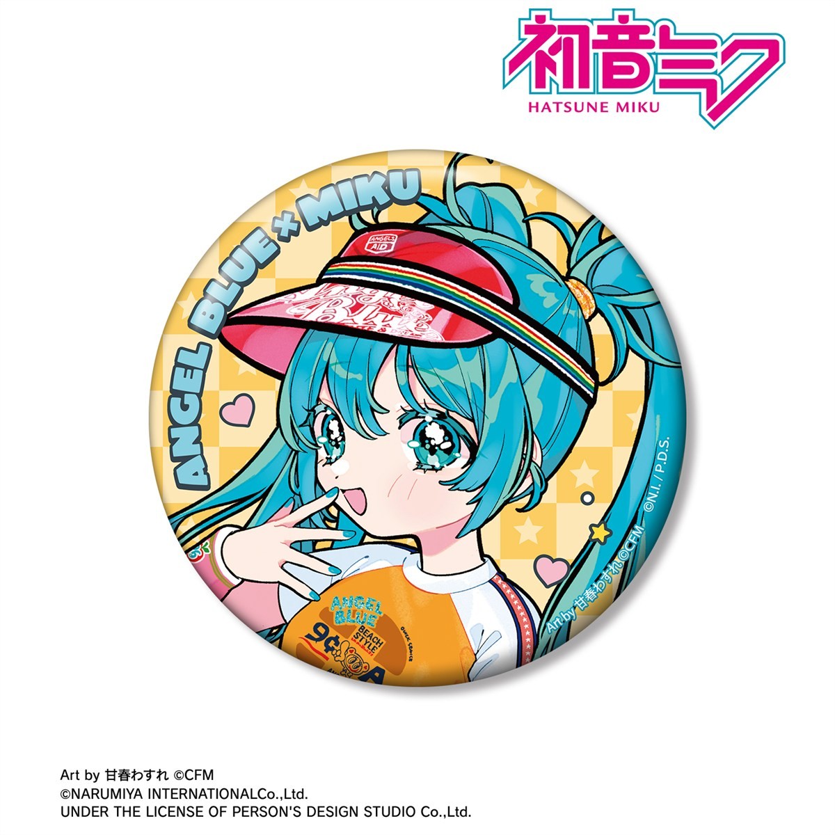 ANGEL BLUEコラボ 描き下ろし 初音ミク Art by 甘春わすれ 100mm缶バッジ ver.B 3