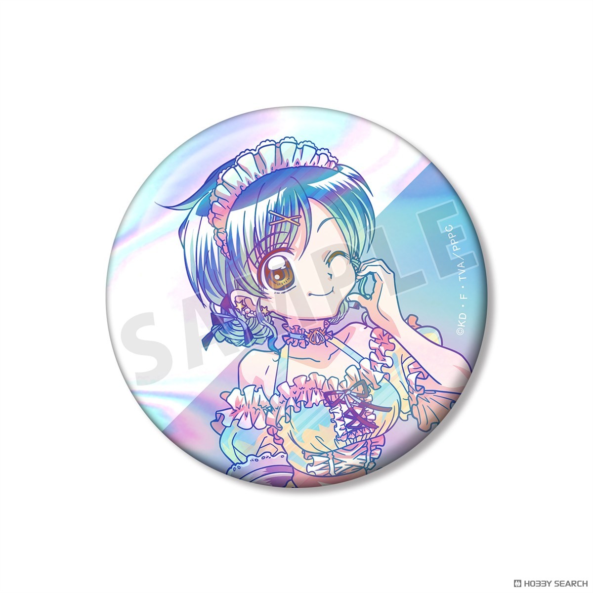 描き下ろし 宝生 波音 メイドver. Ani-Art clear label 75mmオーロラ缶バッジ 2