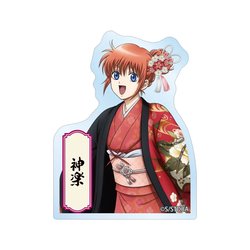 描き下ろし 神楽 片面花柄和装ver. ダイカットステッカー