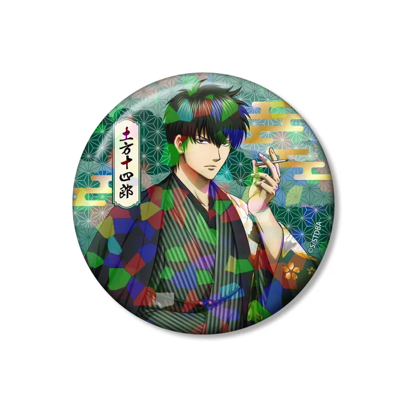 描き下ろし 土方十四郎 片面花柄和装ver. ホログラム75mm缶バッジ