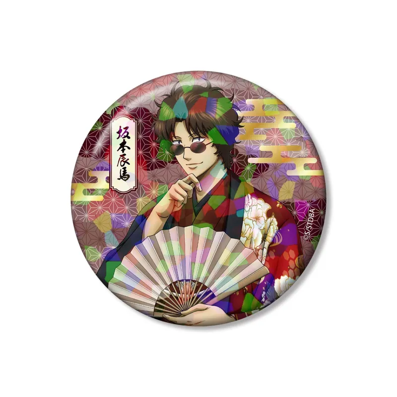 描き下ろし 坂本辰馬 片面花柄和装ver. ホログラム75mm缶バッジ
