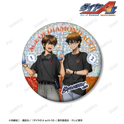 描き下ろし 沢村栄純&御幸一也 私服・野球観戦ver. 75mmホログラム缶バッジ 2