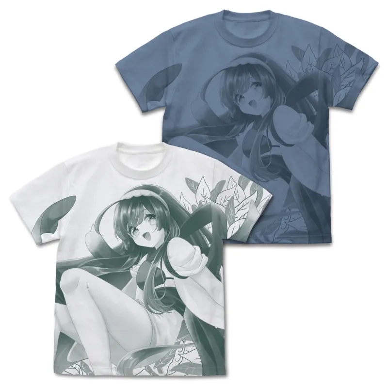 東北ずん子 オールプリントTシャツ/HAZY BLUE-M