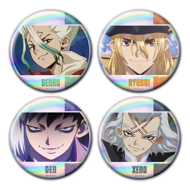 ホログラム缶バッジ4個セット 千空&龍水&ゲン&ゼノ