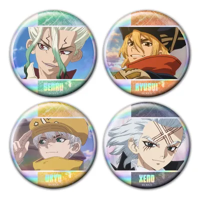 ホログラム缶バッジ4個セット 千空&龍水&羽京&ゼノ