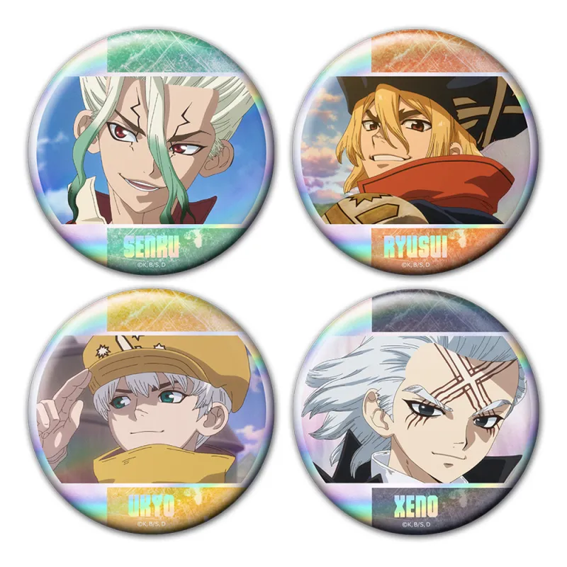 ホログラム缶バッジ4個セット 千空&龍水&羽京&ゼノ