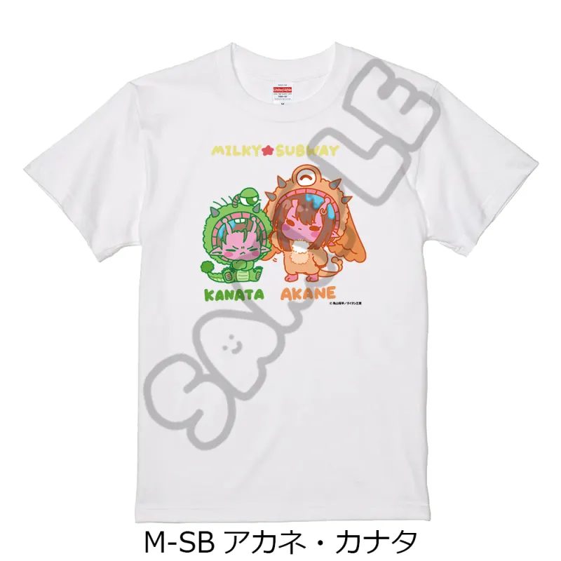 アニメ『銀河特急 ミルキー☆サブウェイ』 Tシャツ(mochocho第2弾) M-SB(アカネ・カナタ) ホワイト Sサイズ
