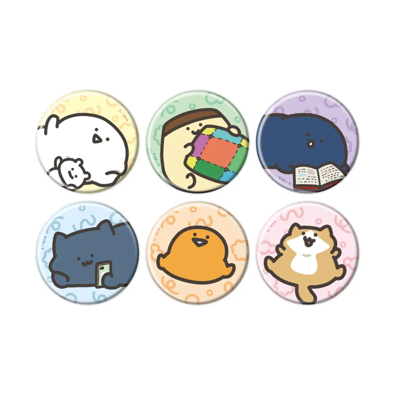 缶バッジ「お文具といっしょ」23/ごろごろver. ブラインド(全6種)(描き下ろしイラスト)