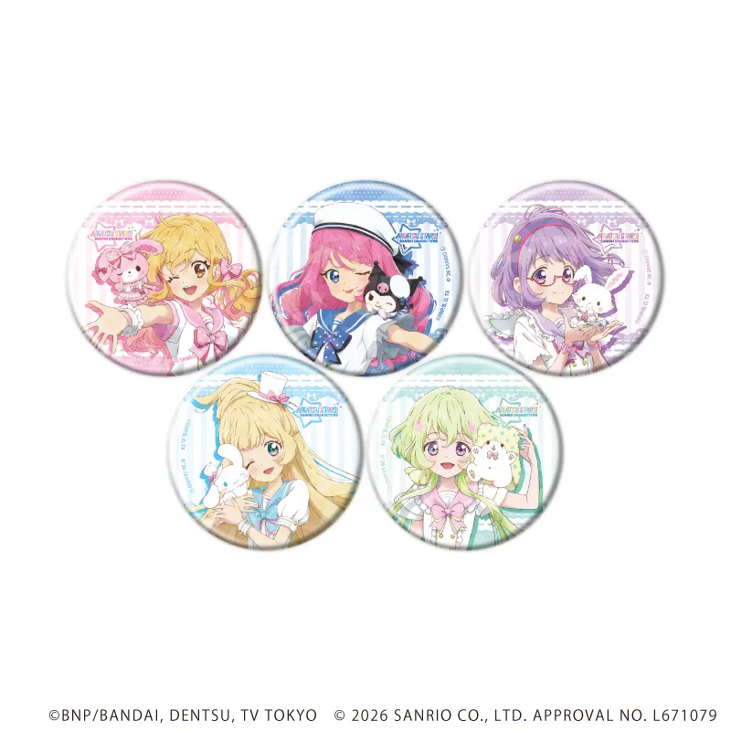 ホログラム缶バッジ(57mm)「アイカツスターズ！×サンリオキャラクターズ」03/トレーディング(全5種)(コラボイラスト(等身))