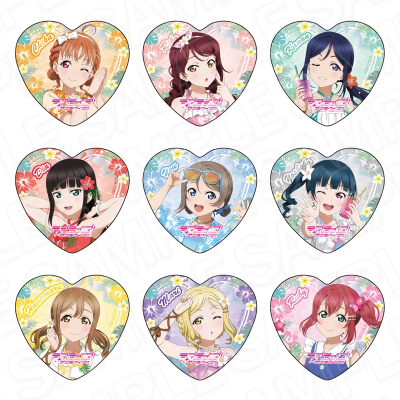 ラブライブ！サンシャイン!! ハート型カンバッジ アロハ衣装 ver. セット