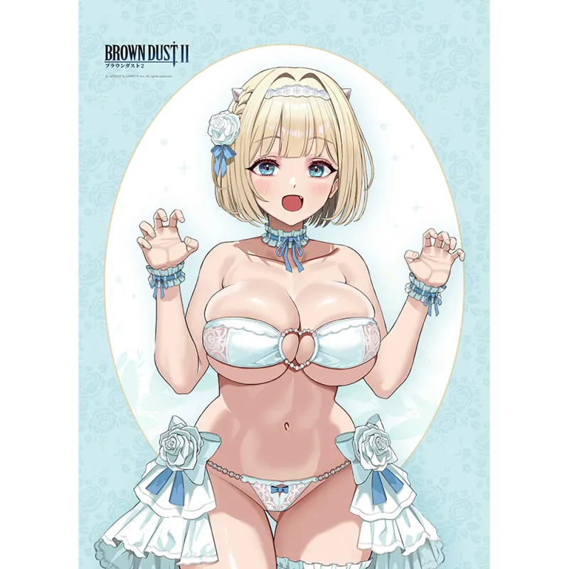 ブラウンダスト2 描き下ろしB2タペストリー(ユースティア/ウエディング水着)Wスエード