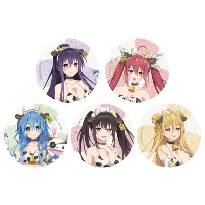描き下ろしトレーディング缶バッジ(牛柄水着/グリッター)