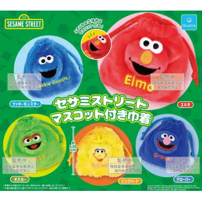 セサミストリート マスコット付き巾着※减数可能