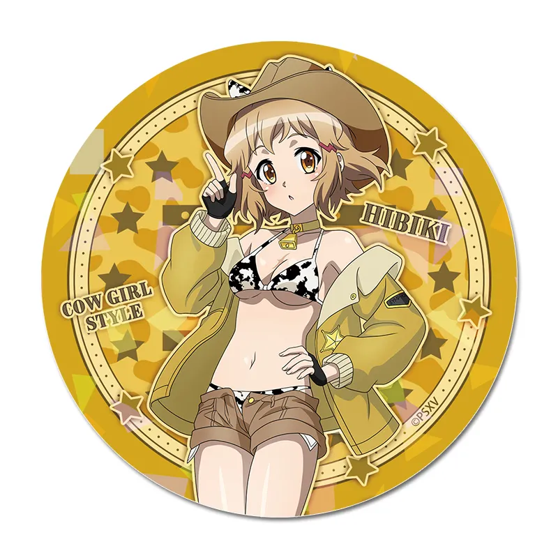 戦姫絶唱シンフォギアXV 描き下ろし キラキラBIG缶バッジ【立花 響】カウガールver.
