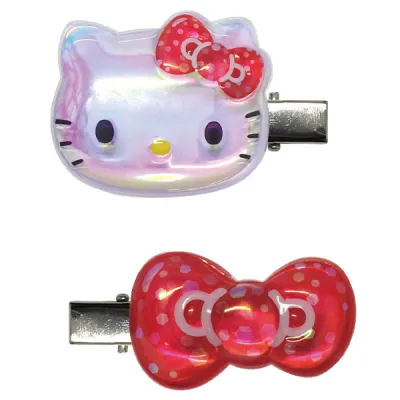 ハローキティ ぷっくりったいヘアクリップ2P(カラフルリボン) レッド