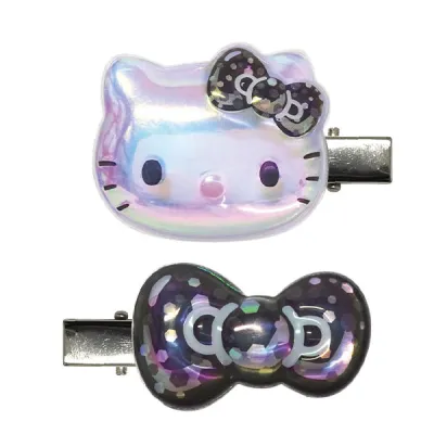 ハローキティ ぷっくりったいヘアクリップ2P(カラフルリボン) ブラック